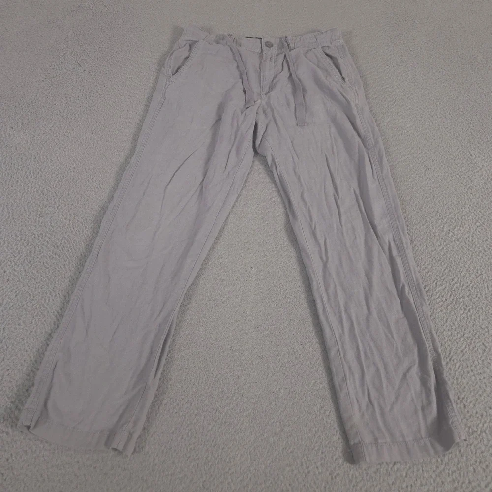 Marc Anthony Pants Mens 30x30 Gray Linen Blend Straight Leg Drawstring Trousers
